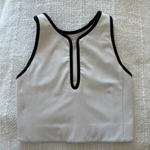 girlfriend collective White Tank with Black Trim and Front Zip